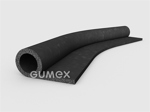 Mikroporézny gumový profil tvaru "P" s dutinkou, 42x20/3mm, hustota 500kg/m3, EPDM, -30°C/+80°C, čierny